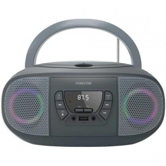 Radio CD Fonestar BOOM-GO-G 4W RMS USB FM Bluetooth AUX MP3 Portable Gris