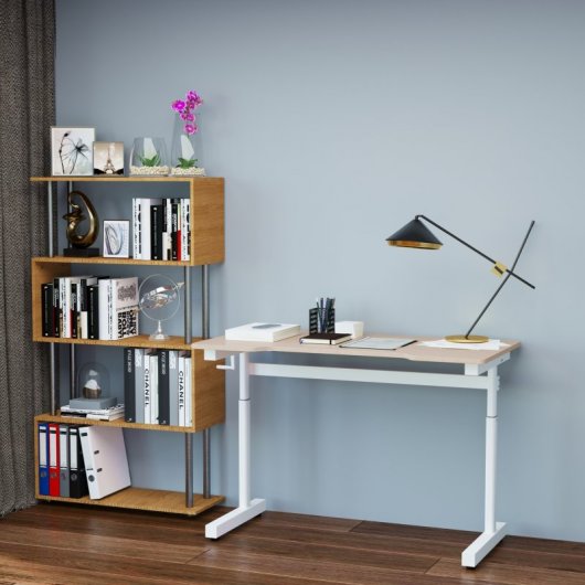 Vinsetto Escritorio de Pie Elevable Altura Ajustable con Manivela 120x60x72-117cm Blanco/Madera