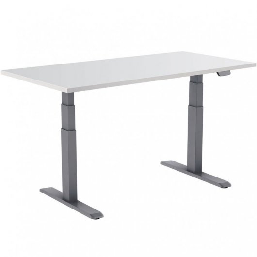 Bureau motorisé ergonomique Kimex 120x75cm blanc/gris