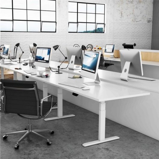 Bureau motorisé ergonomique Kimex 120x75cm blanc/gris