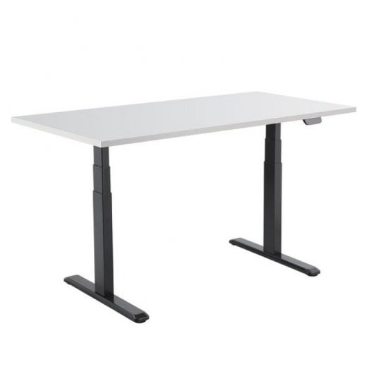 Bureau motorisé ergonomique Kimex 160x75cm Blanc/Noir