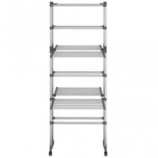 Prateleira de secagem vidaXL 3 camadas com rodas prata 60x70x166 cm