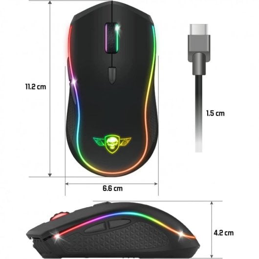 Mouse da gioco wireless Spirit of Gamer PRO-M9 RGB 4200 DPI Nero