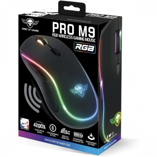 Mouse da gioco wireless Spirit of Gamer PRO-M9 RGB 4200 DPI Nero