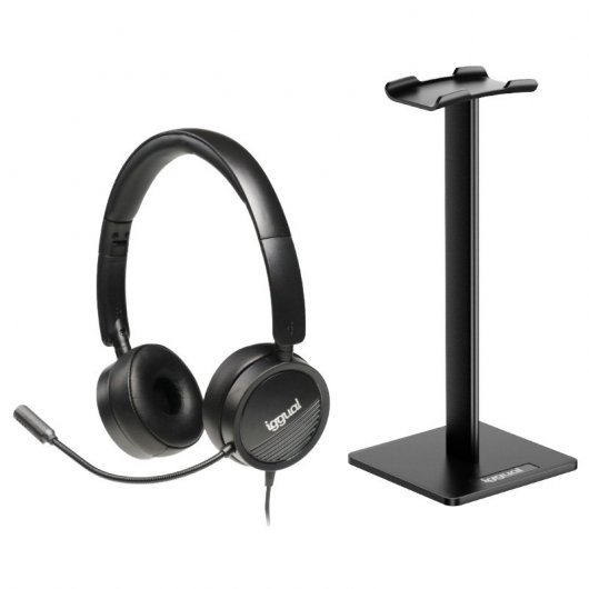 Cuffie Iggual Dual Tech Set con microfono + supporto nero