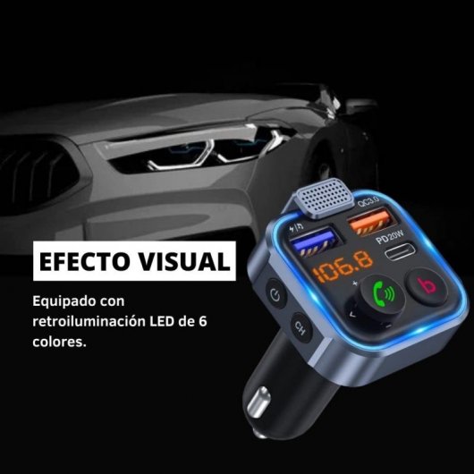 NK Transmisor FM Bluetooth para Coche Negro
