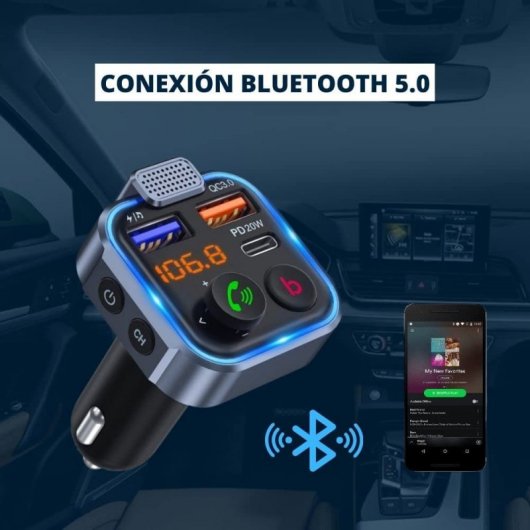 NK Transmisor FM Bluetooth para Coche Negro