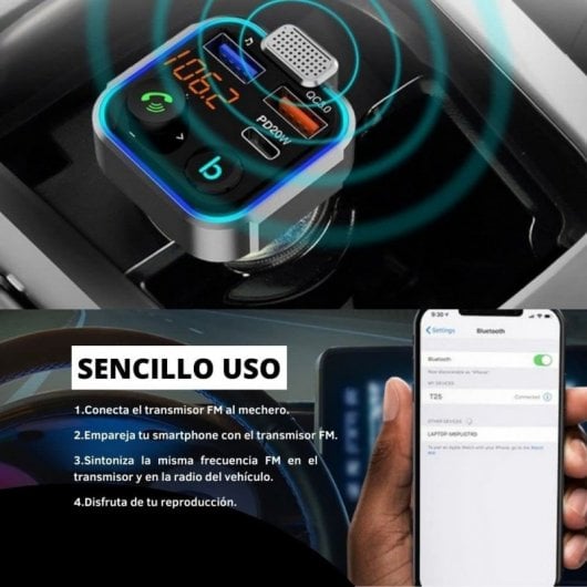 NK Transmisor FM Bluetooth para Coche Negro