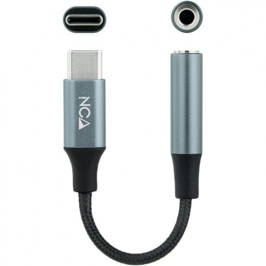 Nanocable Adaptador de Áudio USB-C para Jack 3.5 Macho/Fêmea 11cm Cinzento/Preto