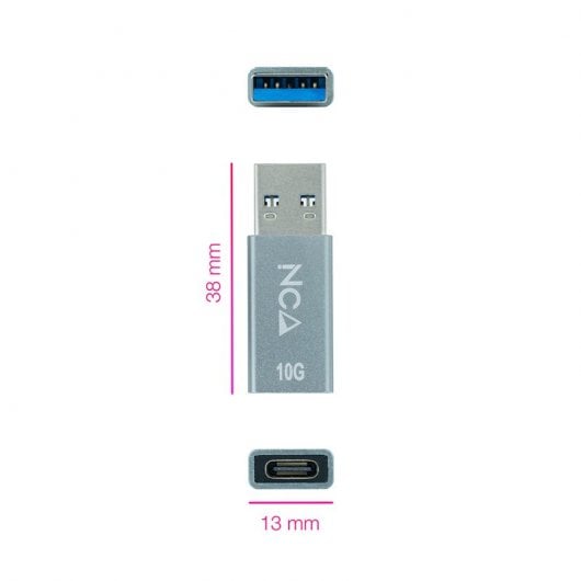 Adaptateur Nanocable USB 3.1 vers USB-C Mâle/Femelle Gris