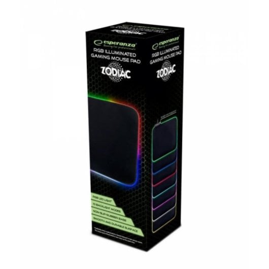 Alfombrilla para ratón Northix Gaming RGB negra con base antideslizante 35 x 25 cm