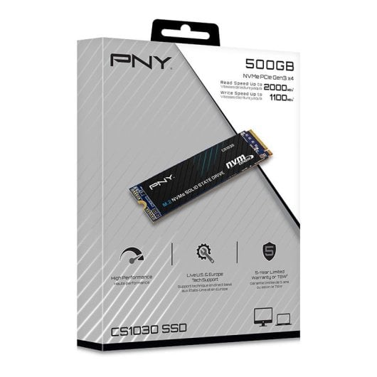 Festplatte PNY CS1030 500GB M.2 NVMe SSD 2000MB/s 3D NAND + Langlebigkeit