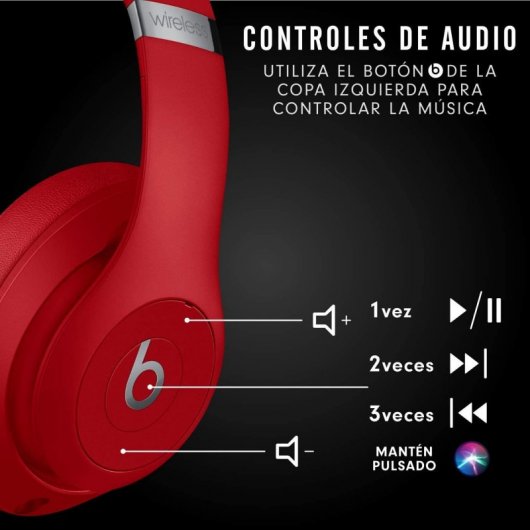 Cuffie Bluetooth pieghevoli Beats Studio 3 rosse