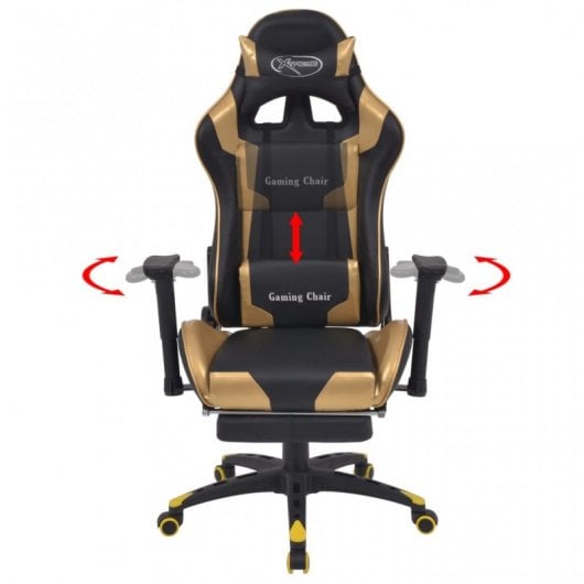 VidaXL Racing Silla Gaming con Reposapiés Dorada