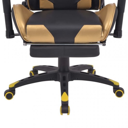 VidaXL Racing Silla Gaming con Reposapiés Dorada