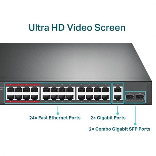 TP-Link TL-SL1226P Switch 24 Portas Fast Ethernet + 2 Gigabit PoE+