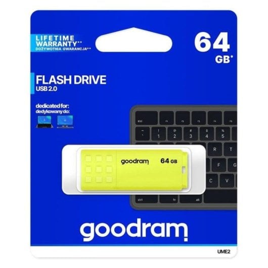 USB-Stick GoodRam UME2 64GB Gelb USB 2.0 Kappe Antirutsch