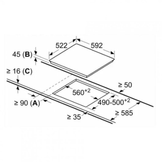 Placa Balay 3EB764EN Vitrocerámica 3 zonas 59,2 cm Negro sin marco