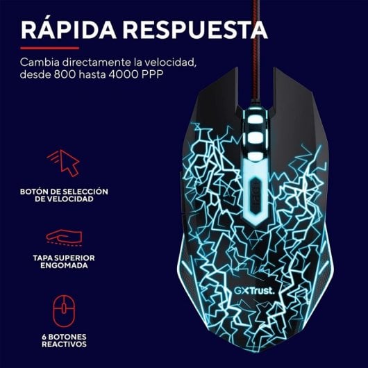 Mouse da gioco LED Trust GXT 105X Izza con 6 pulsanti 4000 DPI