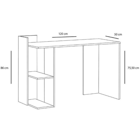 Home Heavenly Tokio Mesa de Escritorio con 2 Estantes 120x50x86cm Negro/Roble