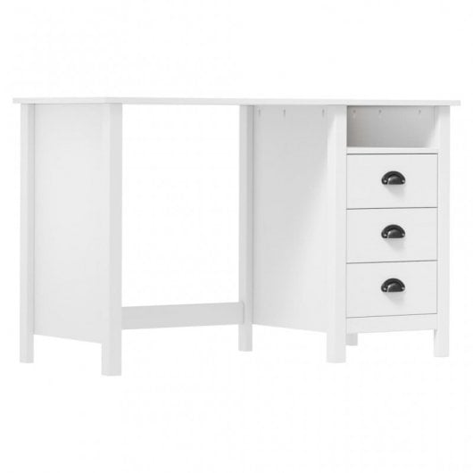 vidaXL Hill Range Secretária com 3 Gavetas Madeira de Pinho 120x50x74cm Branco