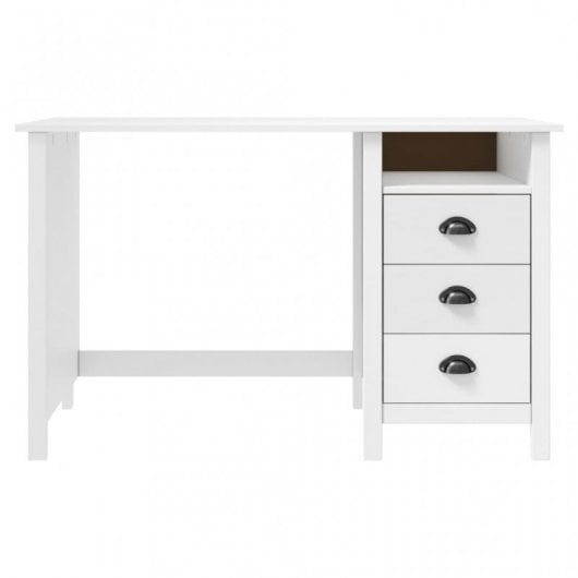 vidaXL Hill Range Secretária com 3 Gavetas Madeira de Pinho 120x50x74cm Branco