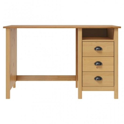 vidaXL Hill Range Secretária com 3 Gavetas Madeira de Pinho 120x50x74cm Castanho