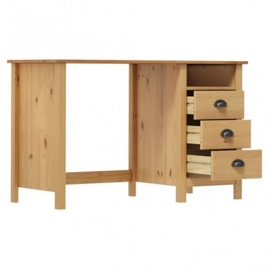 vidaXL Hill Range Secretária com 3 Gavetas Madeira de Pinho 120x50x74cm Castanho