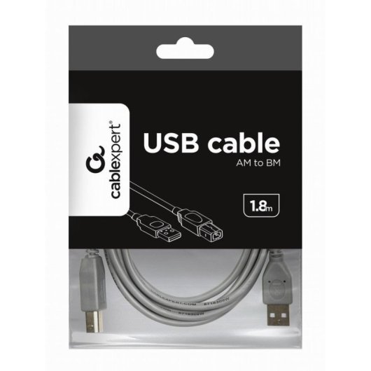 Cable USB 2.0 Gembird 1.8m Conector A a B Gris