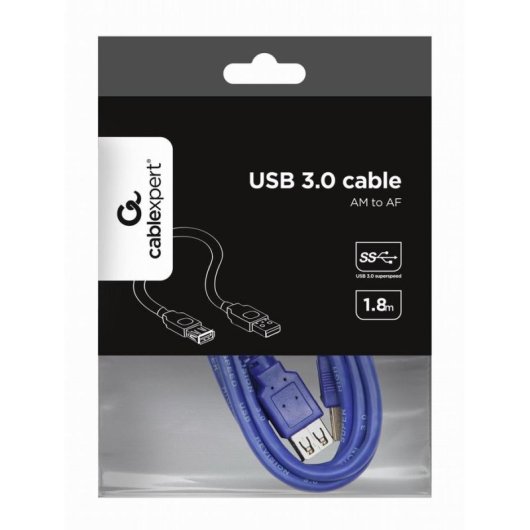 Cable USB Gembird CCP-USB3-AMAF-6 1,8 m Azul Macho a Hembra Alta Velocidad
