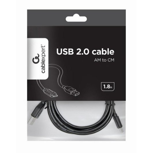 Câble USB Gembird CC-USB2-AMCM-6 connecteurs Or 1,8 m Noir
