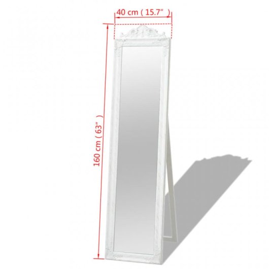 Vidaxl Espejo De Pie De Estilo Barroco Blanco 160x40 Cm