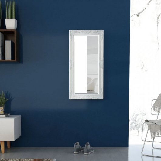 Vidaxl Espejo De Pared Estilo Barroco Blanco 100x50 Cm