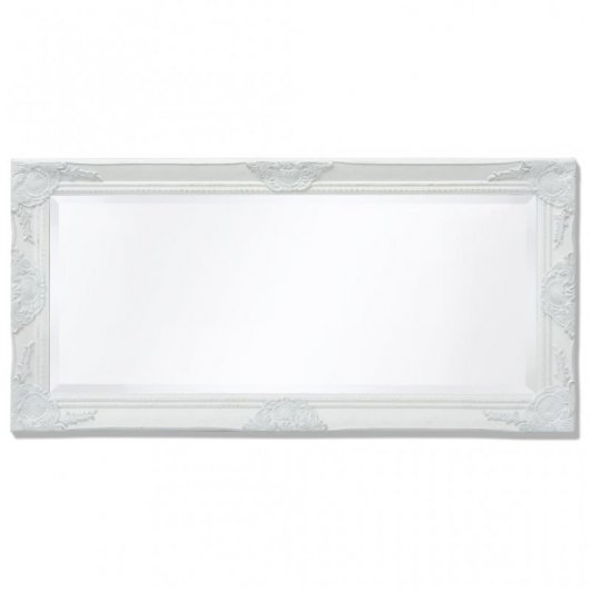 Vidaxl Espejo De Pared Estilo Barroco Blanco 100x50 Cm