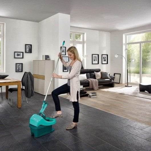 Wischmopp Leifheit Profi XL Set Grün 55096 Eimer 42 cm Microfaser 360° Drehgelenk