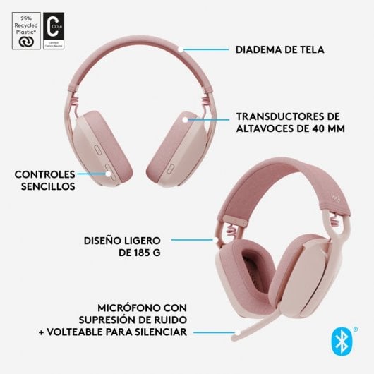 Logitech Zone Vibe 100 Auriculares Inalámbricos Rosas