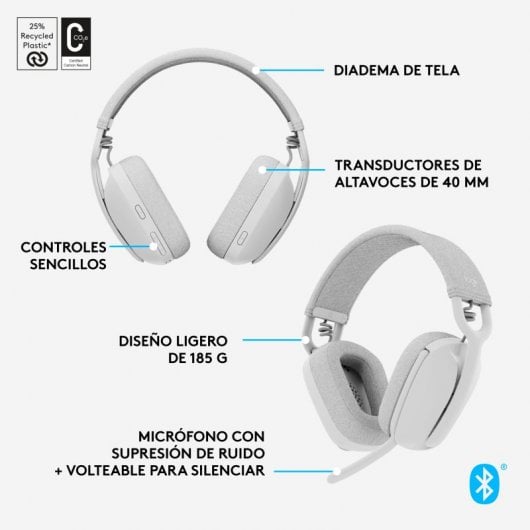 Logitech Zone Vibe 100 Auricolare Wireless A Padiglione Musica e Chiamate Bluetooth Bianco