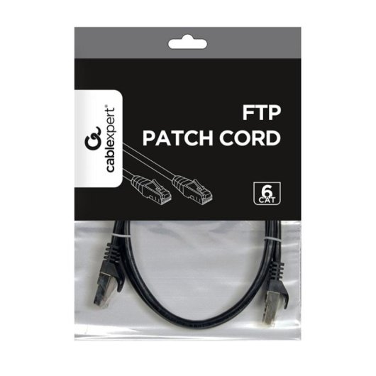 Cabo de Rede Gembird PP6-1M/BK Cat6 1m Preto F/UTP RJ-45 Macho