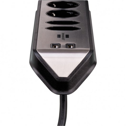 Brennenstuhl Multipresa angolare 4 prese + USB Argento/Nero