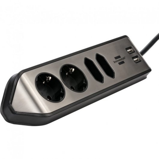 Brennenstuhl Multipresa angolare 4 prese + USB Argento/Nero
