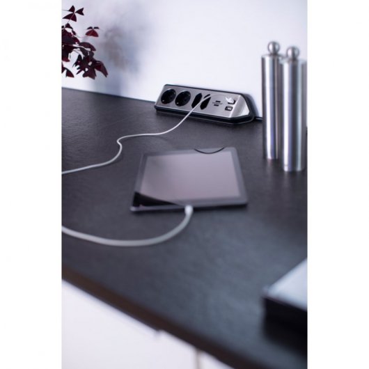 Brennenstuhl Multipresa angolare 4 prese + USB Argento/Nero