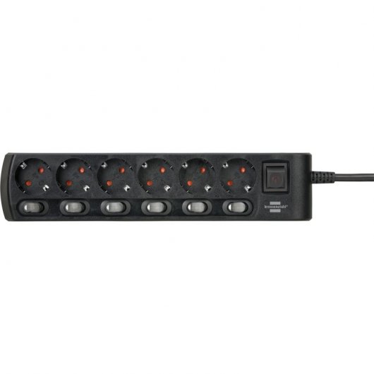 Multipresa Brennenstuhl con 6 prese con interruttori individuali 2m Nero