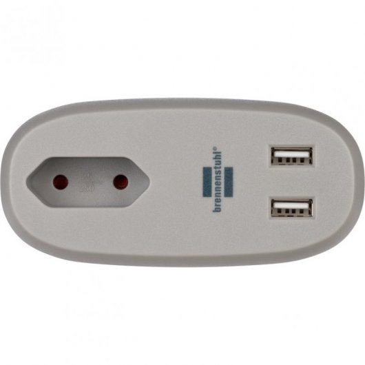 Multipresa Brennenstuhl per l'applicazione tra mobili con 1 presa europea + 2xUSB Antracite/Grigio