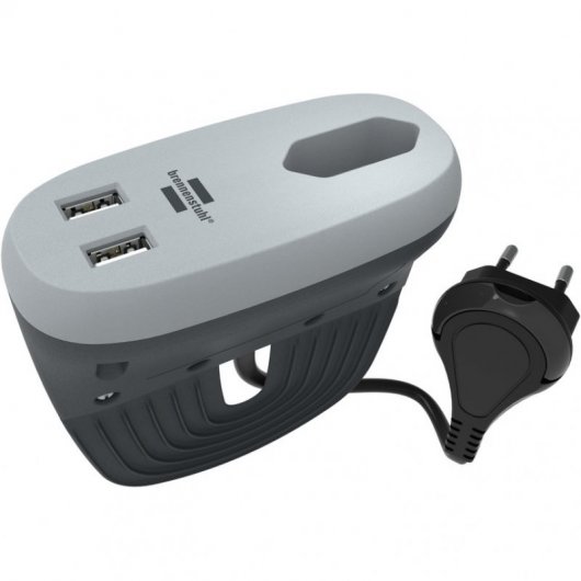 Multipresa Brennenstuhl per l'applicazione tra mobili con 1 presa europea + 2xUSB Antracite/Grigio