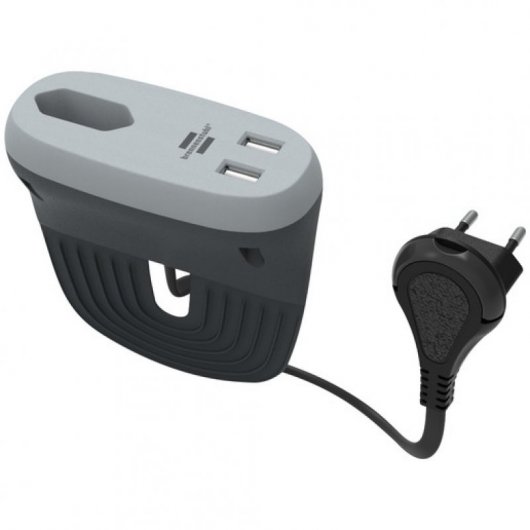 Multipresa Brennenstuhl per l'applicazione tra mobili con 1 presa europea + 2xUSB Antracite/Grigio