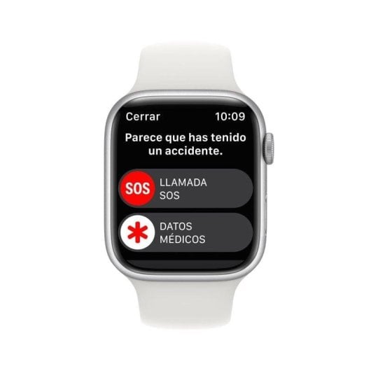 Apple Watch Series 8 GPS 45mm Caja de Aluminio Plata con Correa Deportiva Blanca