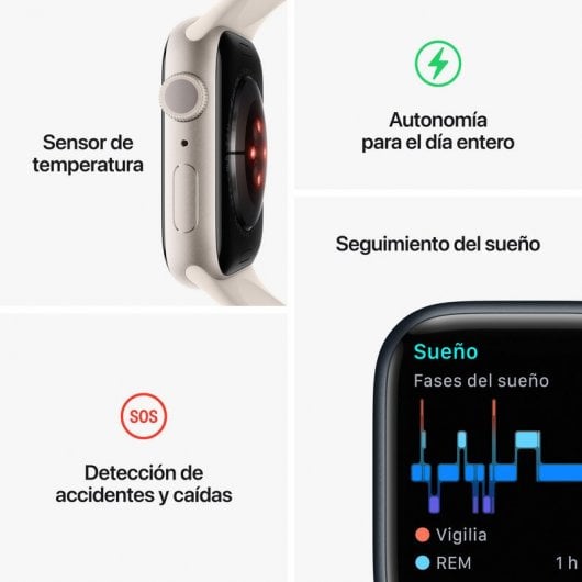 Apple Watch Series 8 GPS 45mm Cassa in Alluminio color Argento con Cinturino Sport Band Bianco - Regular