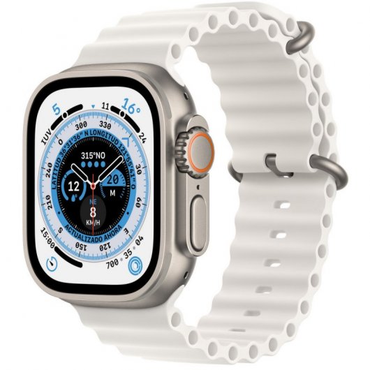 Apple Watch Ultra LTE Titanio con Correa Ocean Band Blanco