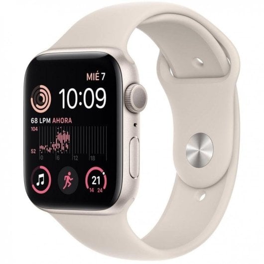 Apple Watch SE GPS 44mm Retina OLED Aluminium Starlight Beige Wasserdicht Herzfrequenz SOS
