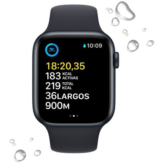 Apple Watch SE OLED 44 mm Noir GPS (satellite)